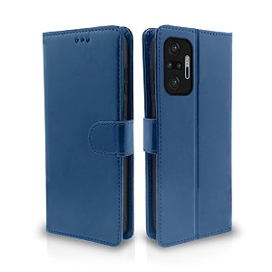 pikkme redmi note 10 pro max leather magnetic flip wallet case cover for redmi note 10 pro max blue