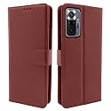 Pikkme Redmi Note 10 Pro Max Leather Magnetic Flip Wallet Case Cover for Redmi Note 10 Pro Max (Brown)