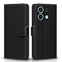 Pikkme Redmi Note 13 5G Flip Cover Leather Finish | Inside TPU with Card Pockets | Wallet Stand and Shock Proof | Complete Protection Flip Case (Black)