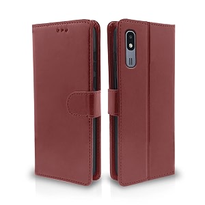 pikkme samsung galaxy a2 core flip cover  pu leather finish  360 protection  wallet amp stand  strong magnetic flip case for samsung galaxy a2 core brown