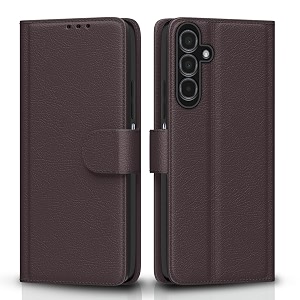 pikkme samsung galaxy a25 5g flip cover leather finish  inside tpu with card pockets  wallet stand and shock proof  magnetic closing  complete protection flip case coffee
