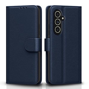 pikkme samsung galaxy a54 5g flip cover leather finish  inside tpu with card pockets  wallet stand and shock proof  complete protection flip case blue