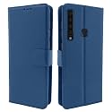 Pikkme Samsung Galaxy A9 2018 Flip Case Leather Finish | Inside TPU with Card Pockets | Wallet Stand and Shock Proof | Magnetic Closing | Complete Protection Flip Cover (Blue)