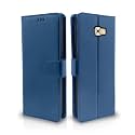 Pikkme Samsung Galaxy C7 Pro Flip Case Leather Finish | Inside TPU with Card Pockets | Wallet Stand and Shock Proof | Magnetic Closing | Complete Protection Flip Cover (Blue)