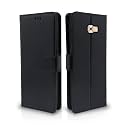 Pikkme Samsung Galaxy C7 Pro Flip Case Leather Finish | Inside TPU with Card Pockets | Wallet Stand and Shock Proof | Magnetic Closing | Complete Protection Flip Cover (Black)