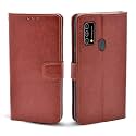 Pikkme Samsung Galaxy F41 Leather Flip Cover Wallet Case for Samsung Galaxy F41 (Brown)