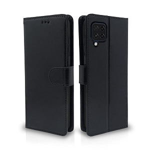 pikkme samsung galaxy f62 flip case leather finish  inside tpu with card pockets  wallet stand and shock proof  magnetic closing  complete protection flip cover for samsung galaxy f62 black