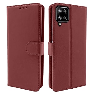 pikkme samsung galaxy f62 leather magnetic vintage flip wallet case cover for samsung galaxy f62 brown