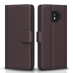 pikkme samsung galaxy j2 core flip cover leather finish  inside tpu with card pockets  wallet stand and shock proof  magnetic closing  complete protection flip case coffee