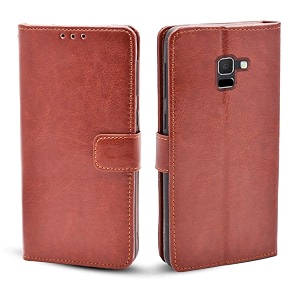 pikkme samsung galaxy j7 2018 flip cover magnetic leather wallet case shockproof tpu for samsung galaxy j7 2018 brown