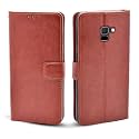 Pikkme Samsung Galaxy J7 2018 Flip Cover Magnetic Leather Wallet Case Shockproof TPU for Samsung Galaxy J7 2018 (Brown)