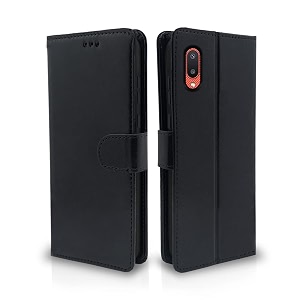 pikkme samsung galaxy m02 flip case leather finish  inside tpu with card pockets  wallet stand and shock proof  magnetic closing  complete protection flip cover for samsung galaxy m02 black