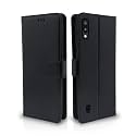 Pikkme Samsung Galaxy M10 Flip Case Leather Finish | Inside TPU with Card Pockets | Wallet Stand and Shock Proof | Magnetic Closing | Complete Protection Flip Cover (Black)