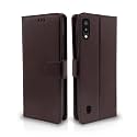 Pikkme Samsung Galaxy M10 Flip Case Leather Finish | Inside TPU with Card Pockets | Wallet Stand and Shock Proof | Magnetic Closing | Complete Protection Flip Cover (Coffee)