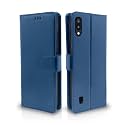 Pikkme Samsung Galaxy M10 Flip Case Leather Finish | Inside TPU with Card Pockets | Wallet Stand and Shock Proof | Magnetic Closing | Complete Protection Flip Cover (Blue)