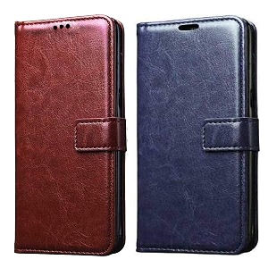 pikkme samsung galaxy m31 flip cover magnetic leather wallet case shockproof tpu for samsung galaxy m31 brownblue