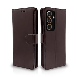 pikkme samsung galaxy s24 5g flip cover leather finish  inside tpu with card pockets  wallet stand and shock proof  complete protection flip case coffee