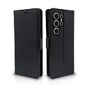 Pikkme Samsung Galaxy S24 Ultra 5G Flip Cover Leather Finish | Inside TPU with Card Pockets | Wallet Stand and Shock Proof | Complete Protection Flip Case (Black)