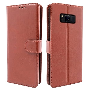 pikkme samsung galaxy s8  s8 plus flip cover magnetic leather wallet case shockproof tpu for samsung galaxy s8  s8 plus brown