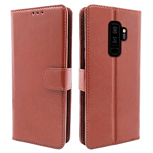 pikkme samsung galaxy s9 plus flip cover leather finish wallet back case for samsung galaxy s9 plus brown