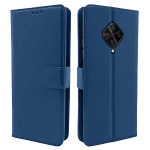 pikkme vivo s1 pro flip cover magnetic leather wallet case shockproof tpu for vivo s1 pro - blue