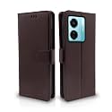 Pikkme Vivo T1 Pro 5G /iQOO Z6 Pro 5G Flip Case Leather Finish | Inside TPU with Card Pockets | Wallet Stand and Shock Proof | Magnetic Closing | Complete Protection Flip Cover (Coffee)