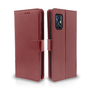 pikkme vivo v17 flip cover magnetic leather wallet case shockproof tpu for vivo v17 brown