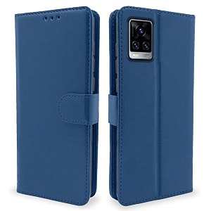 pikkme vivo v20 pro flip cover magnetic leather wallet case shockproof tpu for vivo v20 pro blue