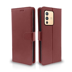 pikkme vivo v23 pro 5g flip cover  pu leather finish  360 protection  wallet amp stand  strong magnetic flip case for vivo v23 pro 5g brown