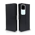Pikkme Vivo V30 5G Flip Cover Leather Finish | Inside TPU with Card Pockets | Wallet Stand and Shock Proof | Complete Protection Flip Case (Black)