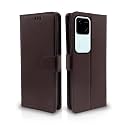 Pikkme Vivo V30 5G Flip Cover Leather Finish | Inside TPU with Card Pockets | Wallet Stand and Shock Proof | Complete Protection Flip Case (Coffee)