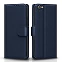 Pikkme Vivo V5 / V5S / Y66 / Y67 Flip Case Leather Finish | Inside TPU with Card Pockets | Wallet Stand and Shock Proof | Magnetic Closing | Complete Protection Flip Cover (Blue)