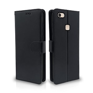 pikkme vivo v7 plus flip case leather finish  inside tpu with card pockets  wallet stand and shock proof  magnetic closing  complete protection flip cover for vivo v7 plus black