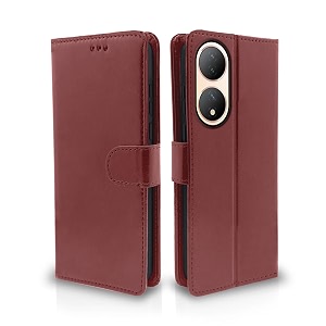 pikkme vivo y100 5g flip cover leather finish  inside tpu with card pockets  wallet stand and shock proof  complete protection flip case brown