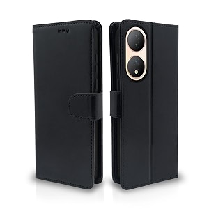 pikkme vivo y100 5g flip cover leather finish  inside tpu with card pockets  wallet stand and shock proof  complete protection flip case black