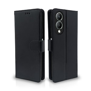 pikkme vivo y17s flip cover leather finish  inside tpu with card pockets  wallet stand and shock proof  complete protection flip case black