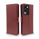 Pikkme Vivo Y200 5G Flip Cover Leather Finish | Inside TPU with Card Pockets | Wallet Stand and Shock Proof | Complete Protection Flip Case (Brown)