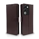 Pikkme Vivo Y200 5G Flip Cover Leather Finish | Inside TPU with Card Pockets | Wallet Stand and Shock Proof | Complete Protection Flip Case (Coffee)