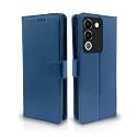 Pikkme Vivo Y200 5G Flip Cover Leather Finish | Inside TPU with Card Pockets | Wallet Stand and Shock Proof | Complete Protection Flip Case (Blue)