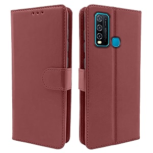 pikkme vivo y50 flip cover magnetic leather wallet case shockproof tpu for vivo y50 brown