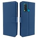 Pikkme Vivo Y50 Flip Cover Magnetic Leather Wallet Case Shockproof TPU for Vivo Y50 (Blue)