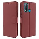 Pikkme Vivo Y50 Flip Cover Magnetic Leather Wallet Case Shockproof TPU for Vivo Y50 (Brown)