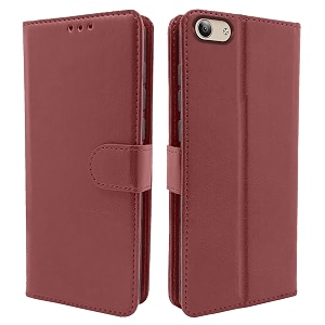 pikkme vivo y53 flip cover magnetic leather wallet case shockproof tpu for vivo y53 brown