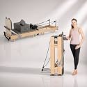 Pilates Reformer Machine, Wood Foldable Pilates Machine Equipment for Home Workout
