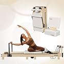 Pilates Reformer, PAETA 92" Wooden Pilates Reformer Machine with Springs, Pilates Machines for Home Use and Studio, Pilates Equipment with Sitting Box, Jump Board and Accessories