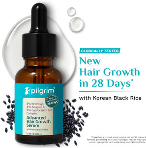 pilgrim advance hair growth serum for women  men with korean black rice and rosemary 15 ml