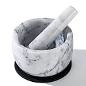 Pill Crusher, Mini Marble Mortar and Pestle Set, Pill Crusher Grinder Fine Powder, Arthritic Hands Pill Grinder (Large Size White)