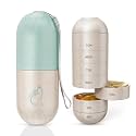 Pill Organiser-Capsule Shape Medicine Case 7 Day Pill Box Weekly Medicine Case,7 Grids Sealed Rotatable Damp Proof Cute Pill Organizer for Hold Vitamins, Fish Oil, Supplements and Medication