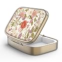 Pill Organizer Pill Box with Mirror Retro Small Pill Case for Pocket/Purse