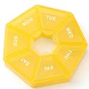 Deep Yellow Pill Organizer, Small Pill Case, Weekly Medicine Pill Organizer 1 Time a Day, Pill Container, Pill Holder Daily